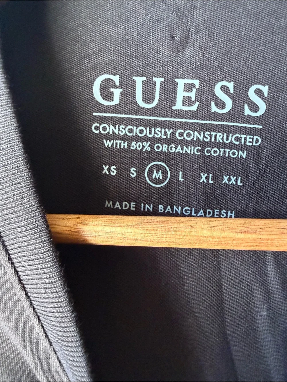 Guess Men's Black Tee with White Chest Panel and Red Stripes - Picture 2 of 4